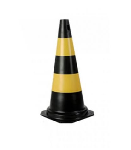 Cone Pvc Preto Com Amarelo 75Cm Plastcor
